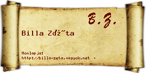 Billa Zéta névjegykártya